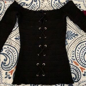 COPY - COPY - Long sleeve lace up detail off the …